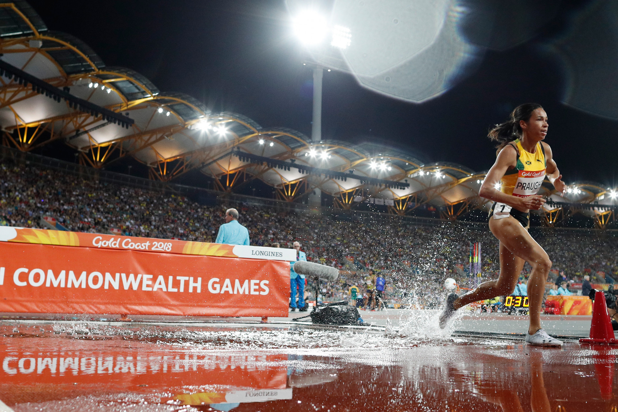Jamaica's Aisha Praught ended Kenya's domination of the women's 3,000m steeplechase event ©Getty Images