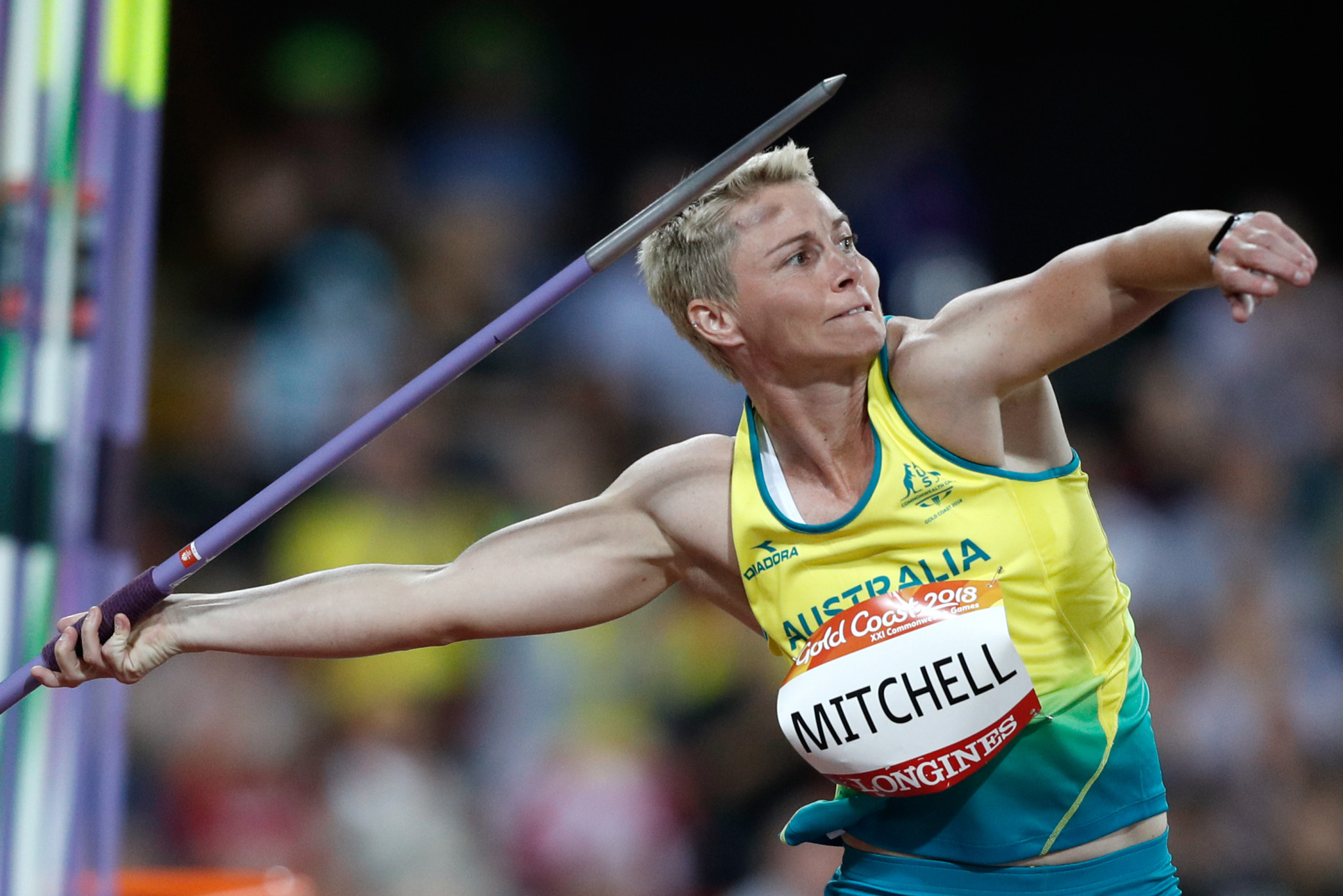 Kathryn Mitchell was one of four Australian gold medallists in athletics this evening, winning the women's javelin throw with a Commonwealth Games record ©Getty Images