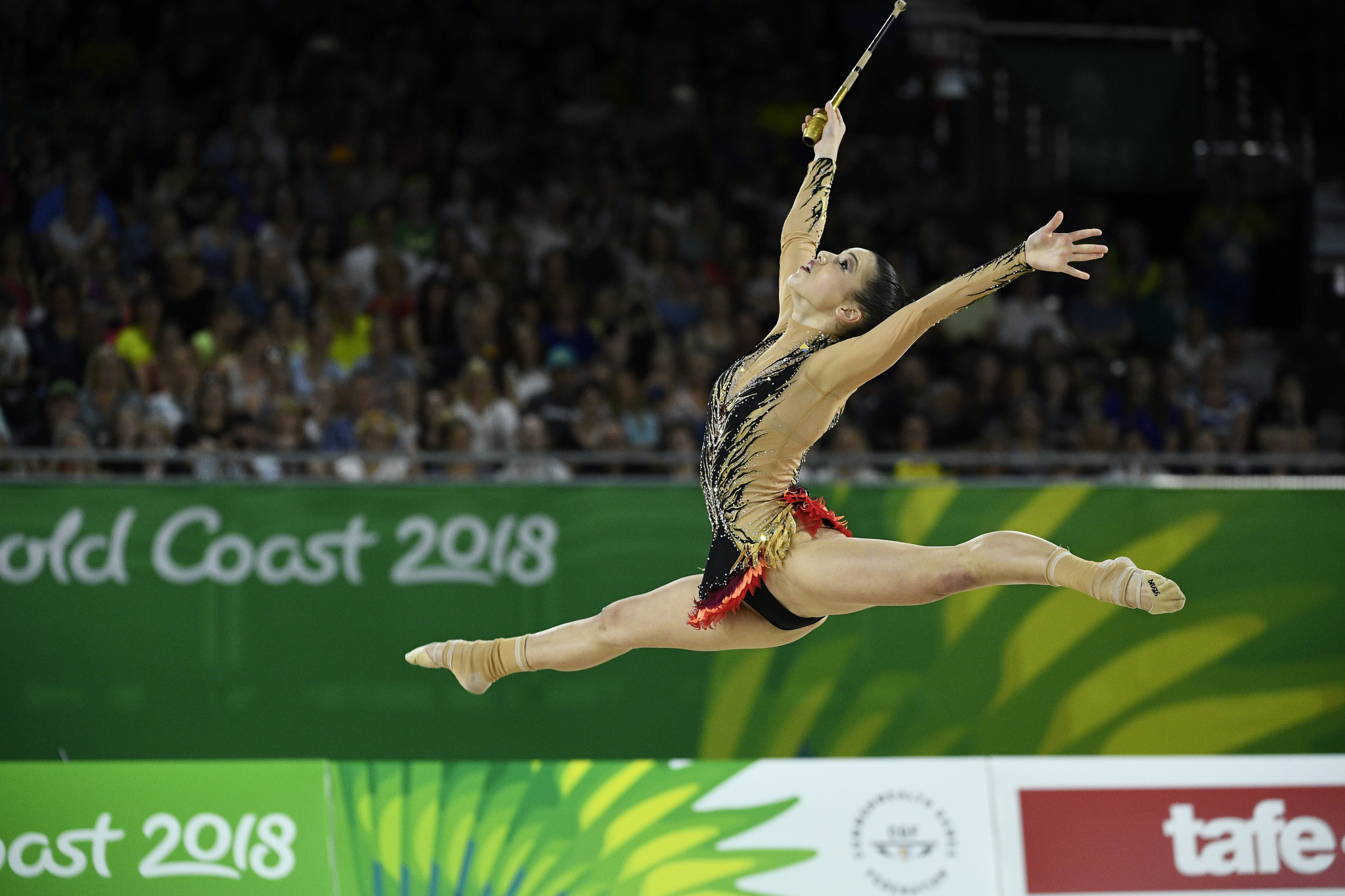 Cyprus' Diamanto Evripidou won the hoop and ball gold medals on the last day of rhythmic gymnastics action ©Getty Images