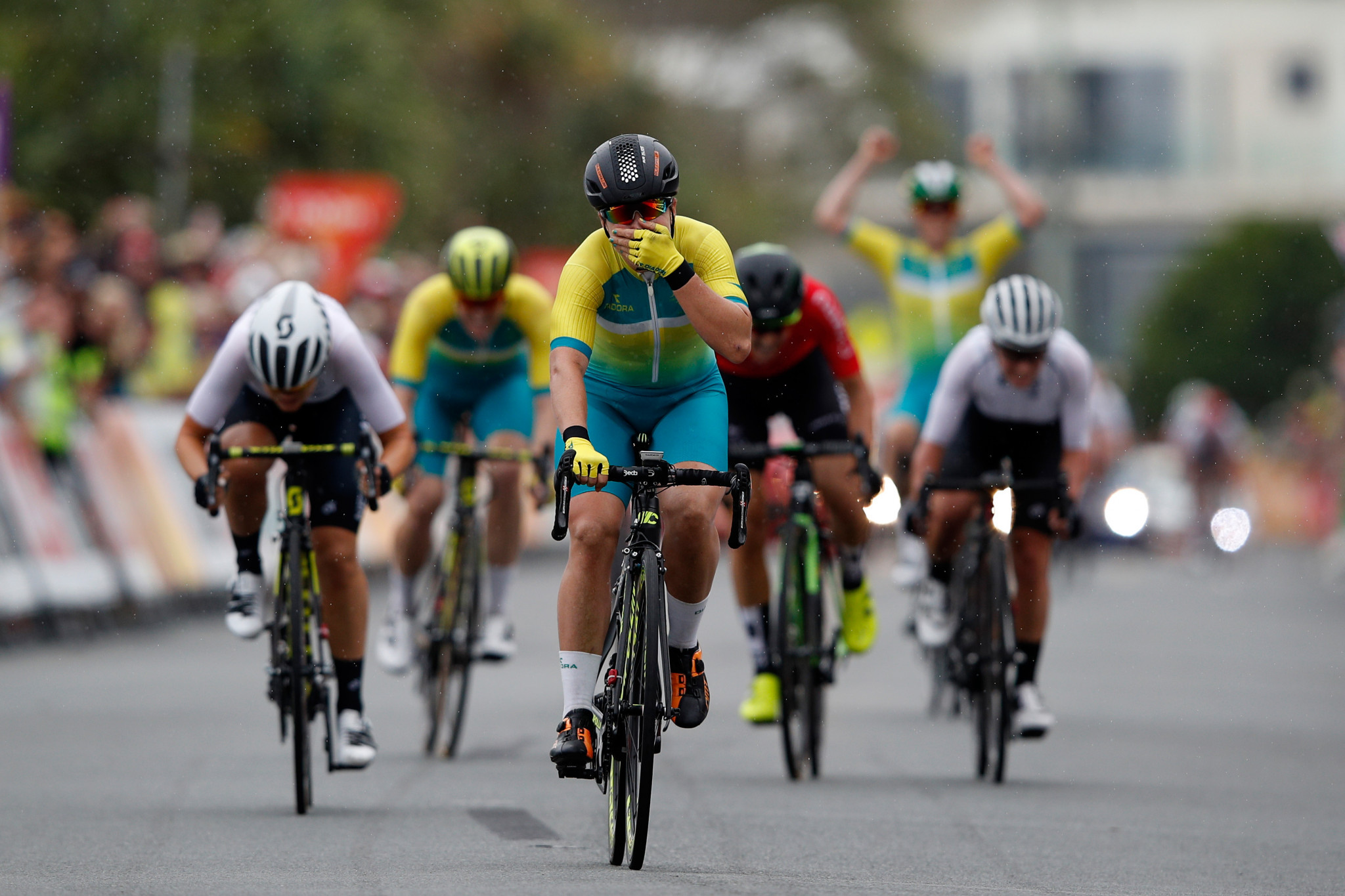 Chloe Hosking sprinted to victory in the women's road race ©Getty Images