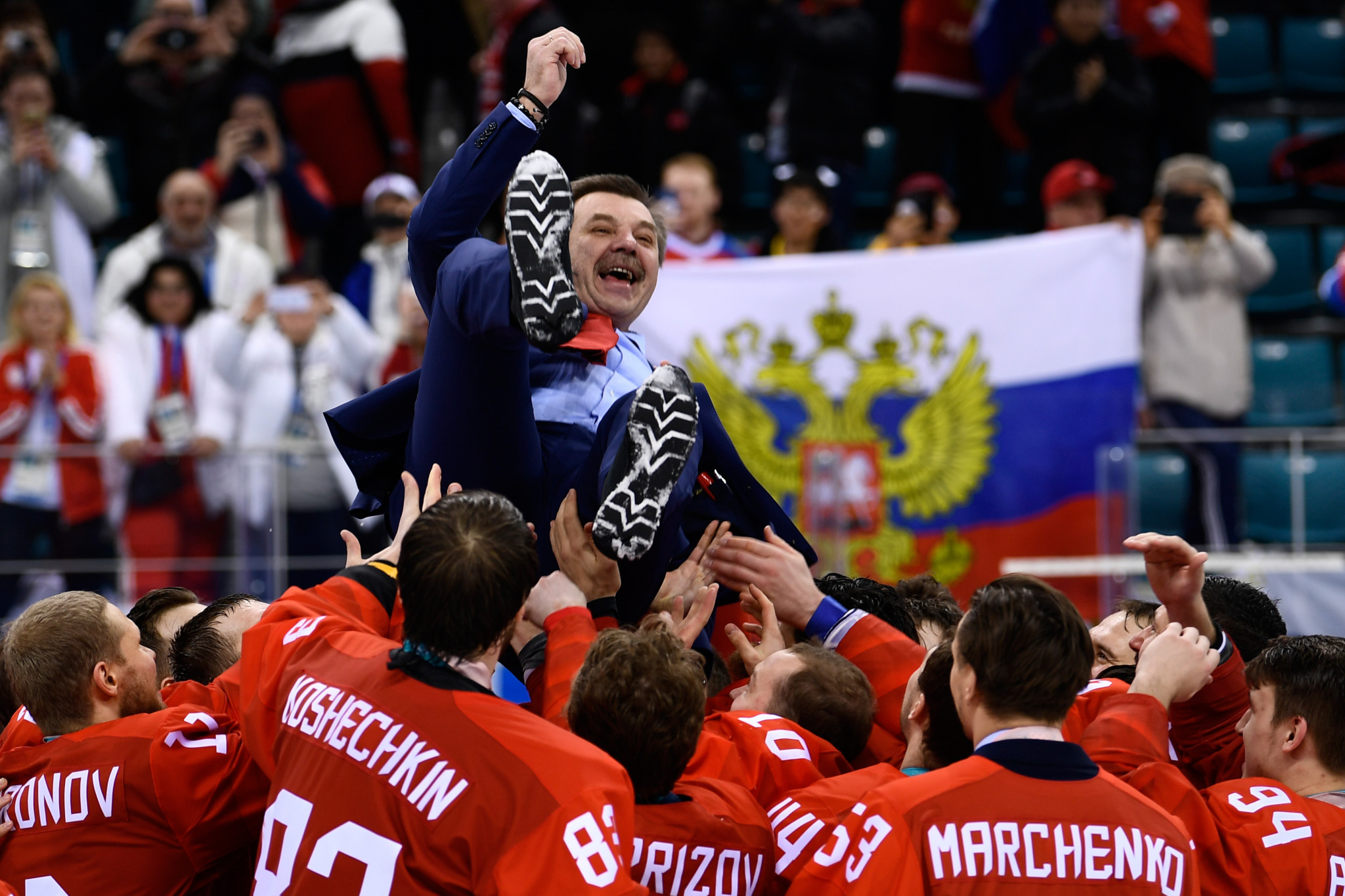 Oleg Znarok guided the Olympic Athletes from Russia to the men's ice hockey gold medal at Pyeongchang 2018 ©Getty Images