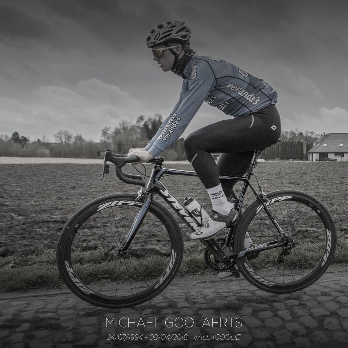 Michael Goolaerts suffered a heart attack before he crashed at Paris-Roubaix ©Twitter/Veranda's Willems-Crelan