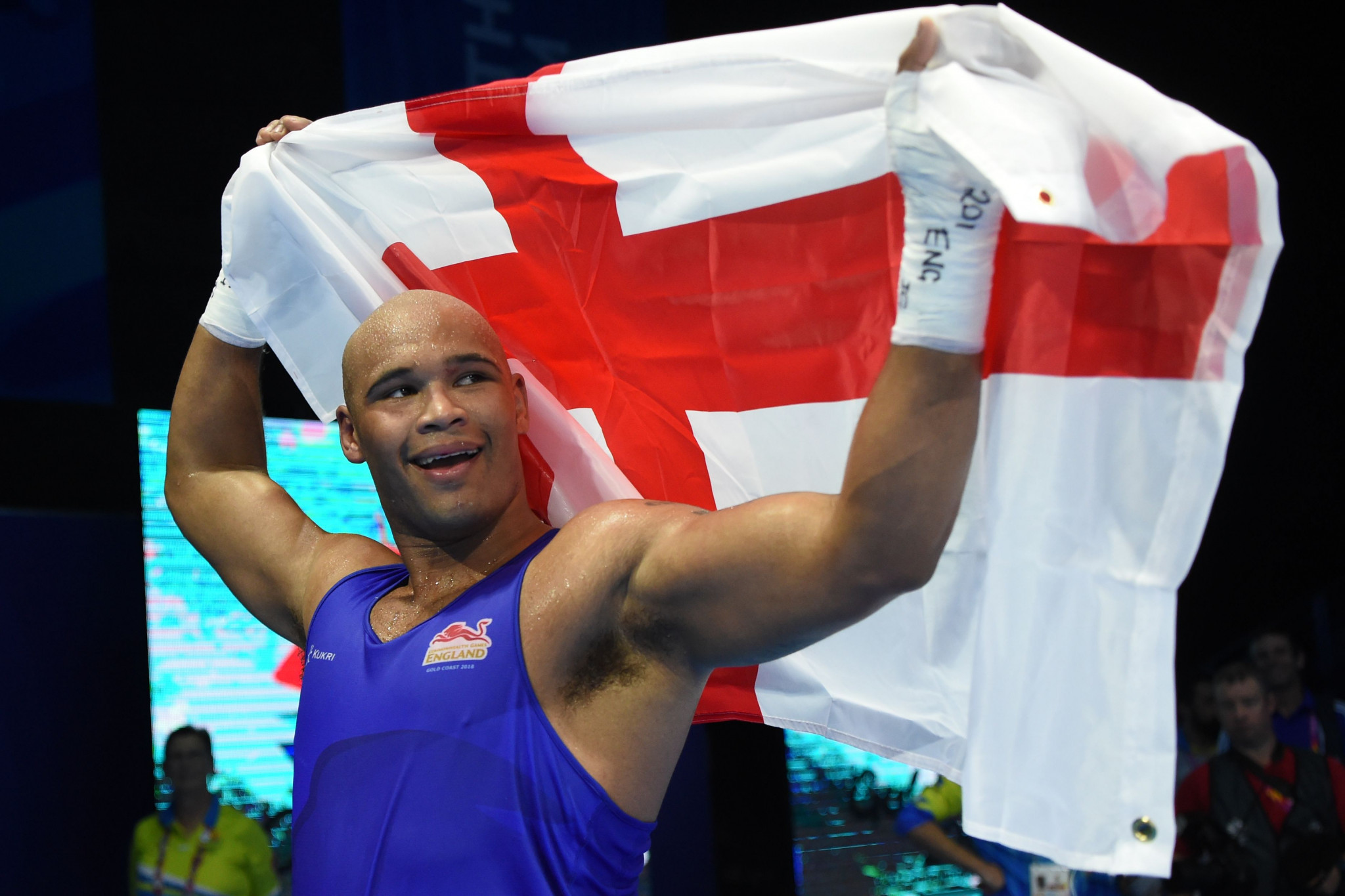 Frazer Clarke was the last of six English boxers to win a gold medal today after coming out on top in the men's over 91 kilograms category ©Getty Images