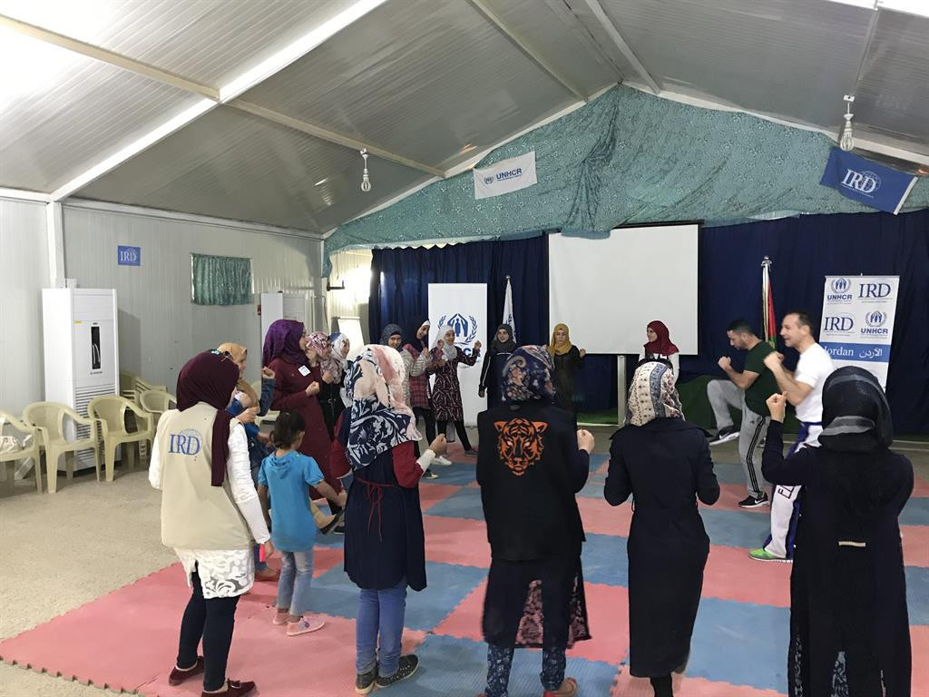 Slovenia's Tomaz Barada, one of the greatest WAKO champions, conducted a sporting workshop for girls ©WAKO