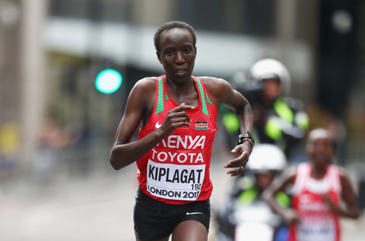 Can Kenya's 38-year-old Edna Kiplagat, pictured en route to world marathon silver last year, retain her Boston Marathon title against strong America opposition? ©Getty Images