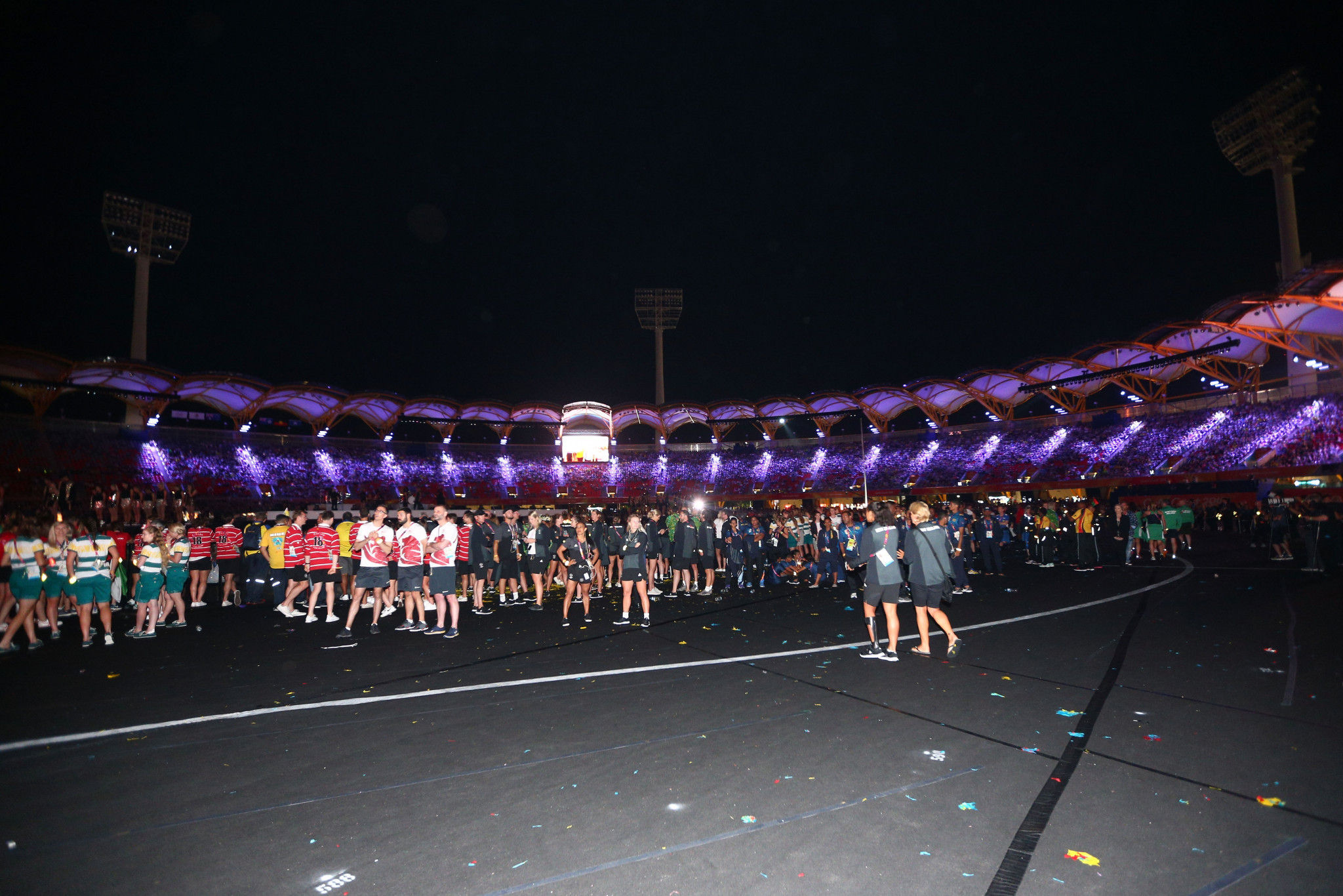 Athletes who competed at the Commonwealth Games here walked into the stadium in the pre-show of the Ceremony and before the spectacle was broadcast live ©Getty Images