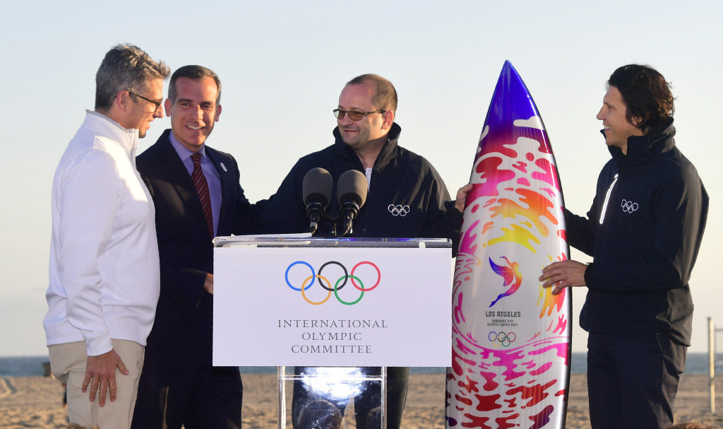 Patrick Baumann, second right, headed the IOC Evaluation Commission for the 2024 Olympic and Paralympic Games and will be chair of the Coordination Commission for Los Angeles 2028 ©Getty Images