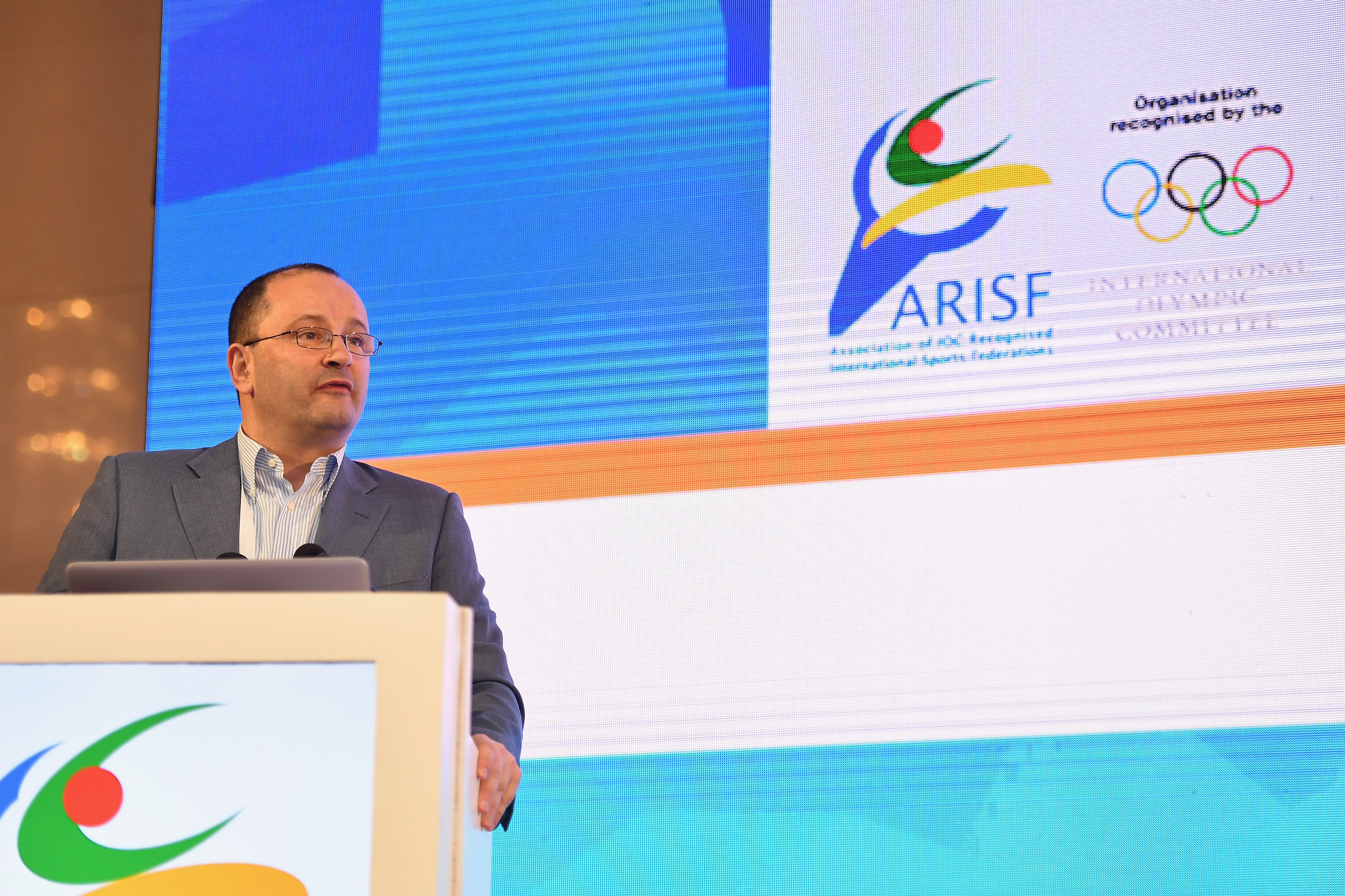 Global Association of International Sports Federations President Patrick Baumann addressed the ARISF AGM ©Getty Images
