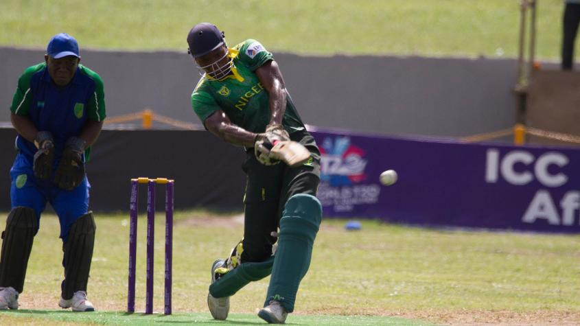 Nigeria's total of 119 was not enough as they lost their unbeaten record in the World T20 Africa Qualifier A to Ghana, who reached 120 with half an over to spare ©ICC