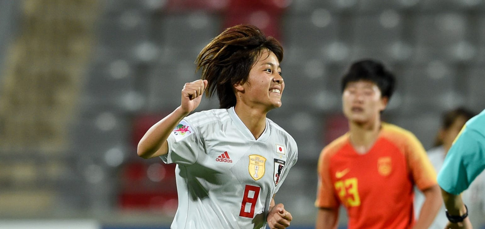 Mani Iwabuchi scores to set defending champions Japan on their way to a 3-1 semi-final win over China in the women's Asian Cup and they will not meet Australia in the final ©Getty Images