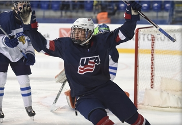 Joel Farabee, a member of the US team that won the 2017 IIHF U18 World Championships in Slovakia, is back to captain the side in Russia as they seek to retain their title ©IIHF
