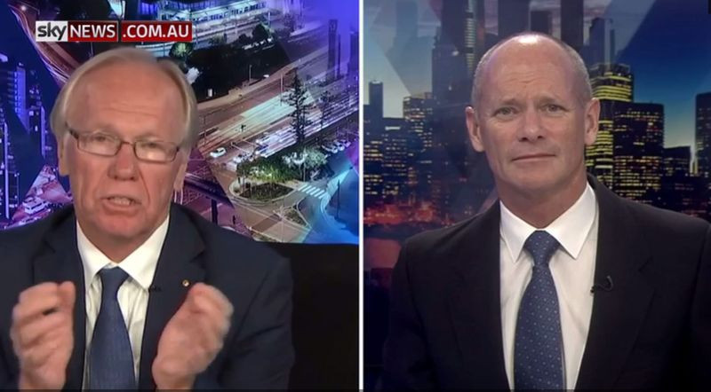 Peter Beattie, the chairman of Gold Coast 2018, left, appeared on Sky News in Australia to claim criticism of the Commonwealth Games Closing Ceremony had gone too far ©Sky News