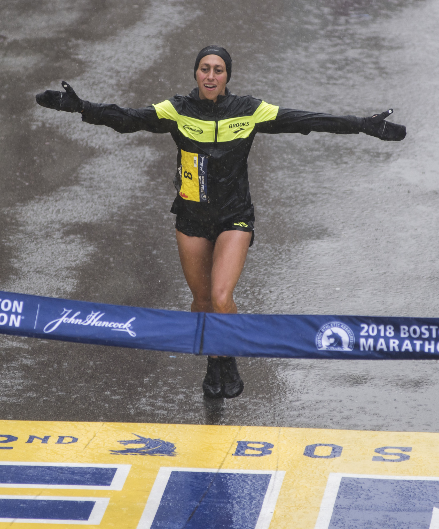 Raining champion - seven years after missing the Boston Marathon title by two seconds, Desiree Linden takes the prize ©Getty Images