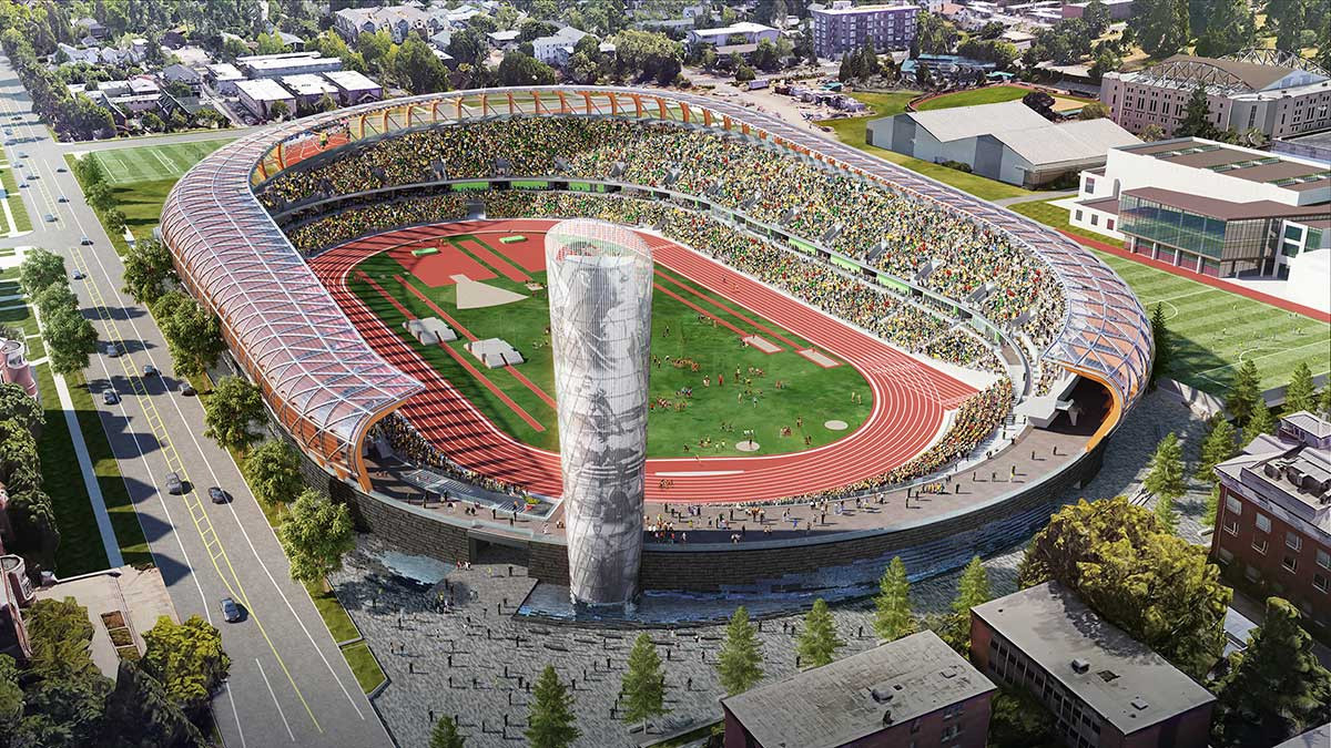 How the planned new venue at Hayward Field will look by 2020 ©University of Oregon