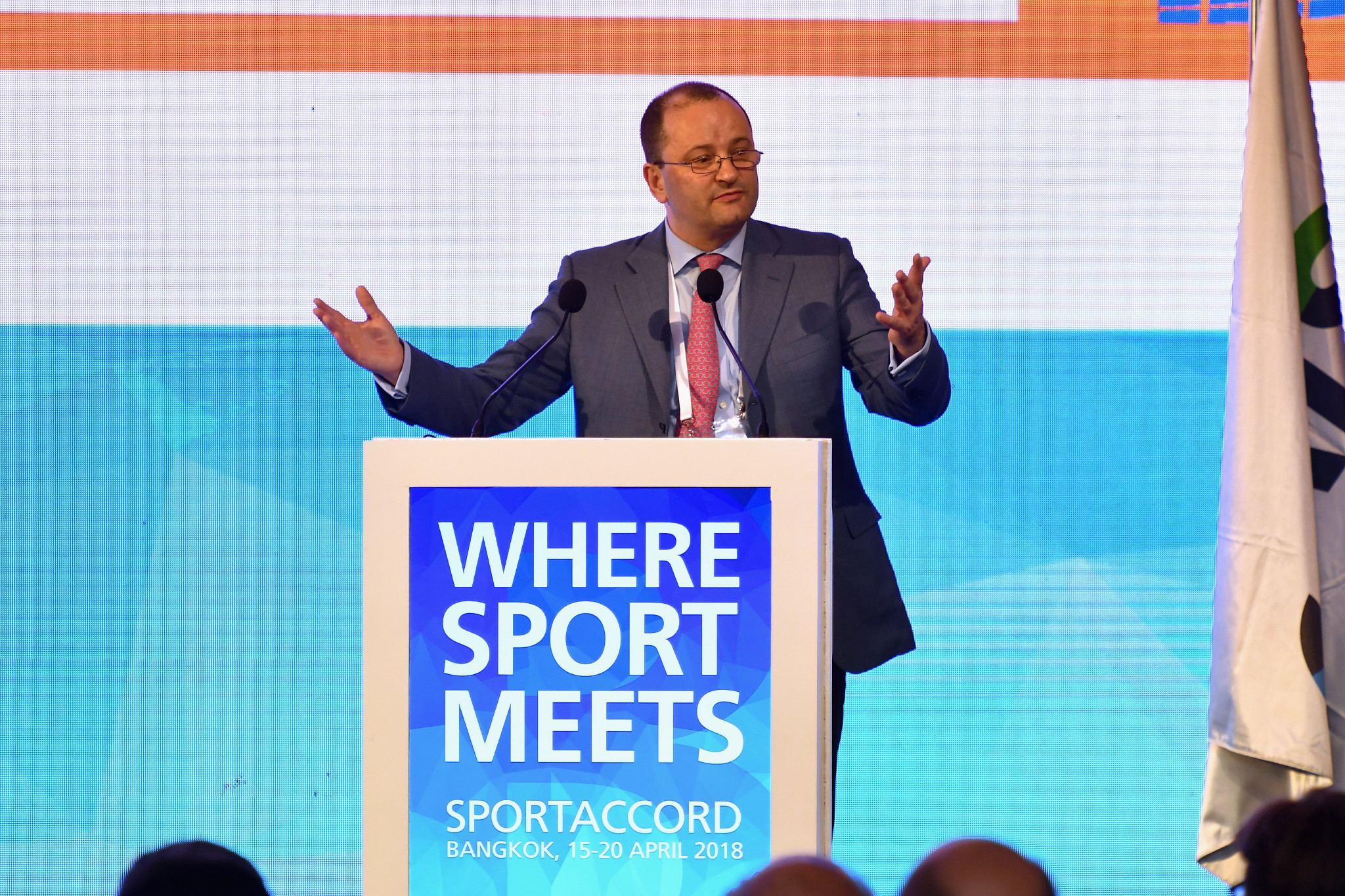 President Patrick Baumann led the Global Association of International Sports Federations' (GAISF) General Assembly on the final day of SportAccord Summit in Bangkok ©SportAccord/Flickr