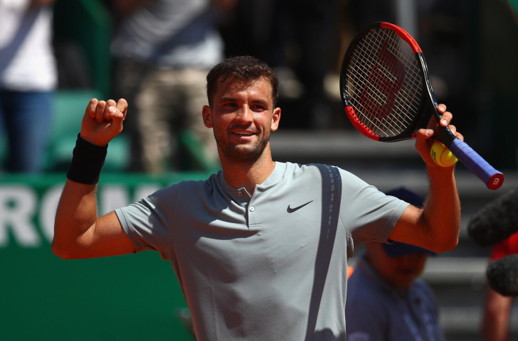 Bulgaria's Gregor Dimitrov celebrates reaching the Monte Carlo Masters semi-finals for the first time but now faces the daunting prospect of facing Rafael Nadal, who is chasing a 11th title ©Getty Images