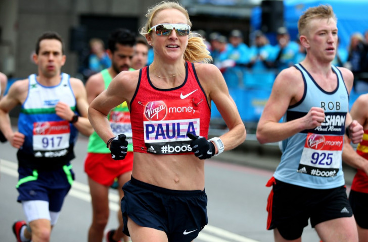 Paula Radcliffe en route to her final London Marathon as an elite athlete in April this year ©Getty Images