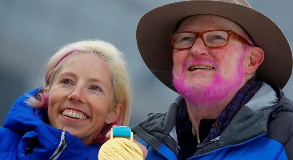 Tom Kelly, vice-president of communications at U.S. Ski & Snowboard, kept a promise at Pyeongchang 2018 to dye his hair pink after America won its first Olympic gold medal in cross-country skiing ©Twitter