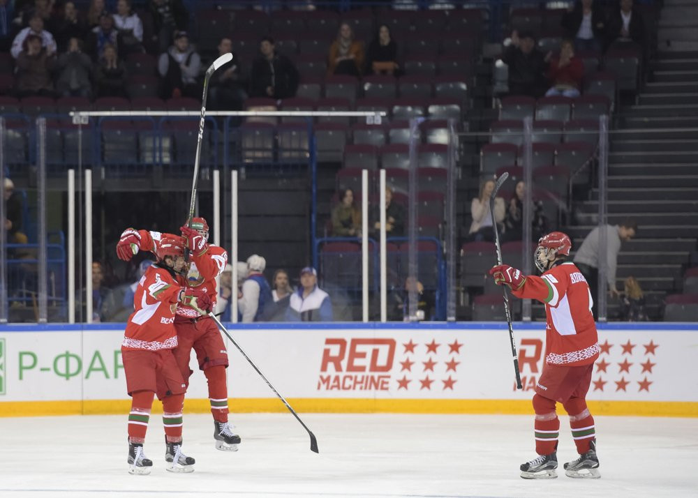 Belarus booked their spot in the quarter-finals with victory against Switzerland ©IIHF