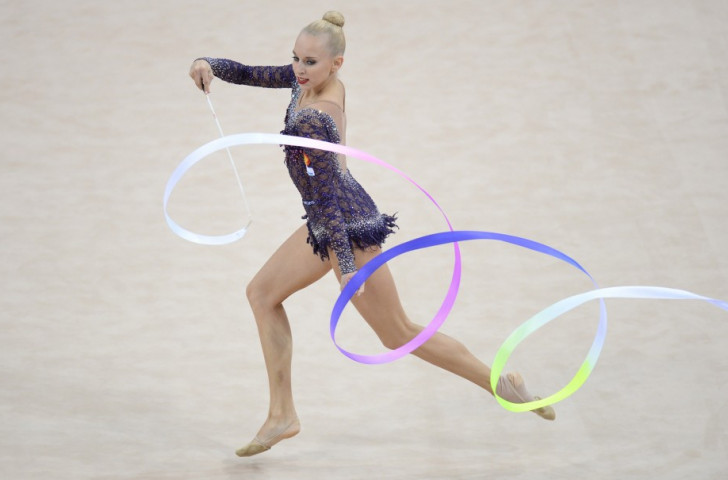 Yana Kudryavtseva of Russia topped the ribbon qualification standings at the 2015 Rhythmic Gymnastics World Championships ©Getty Images