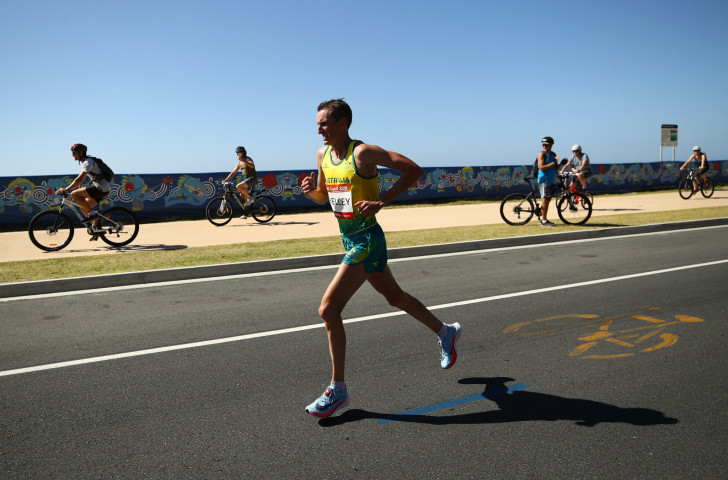 Gold Coast Commonwealth Games marathon winner Michael Shelley was criticised for not stopping when he passed his fallen rival Callum Hawkins in the race's closing stages ©Getty Images  