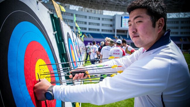 Kim Woojin finished top of qualification for the ninth time in his career ©World Archery