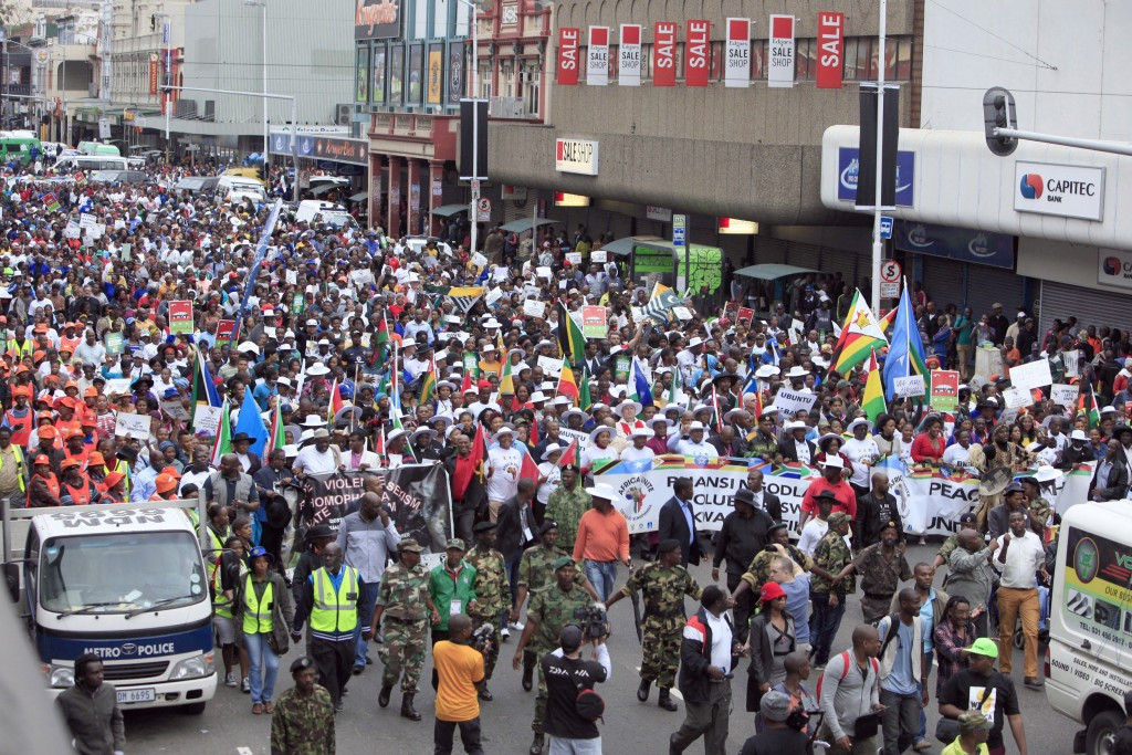 Hundreds of people marched in peace rallies in Durban and Johannesburg 