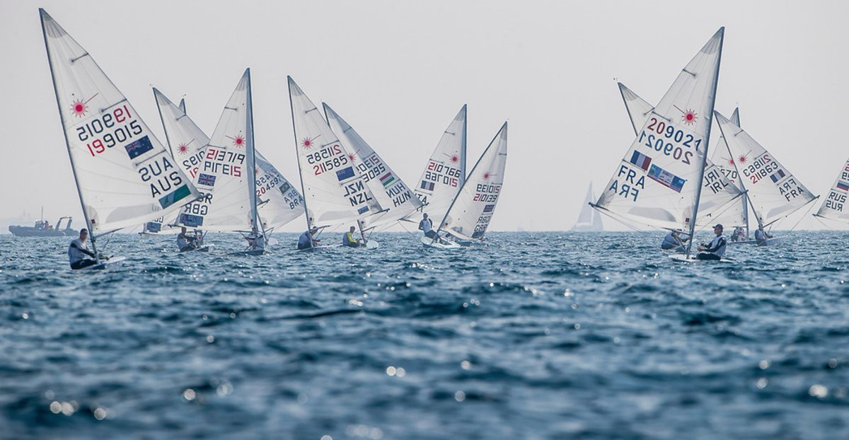 The laser field remains tightly packed ©World Sailing/Twitter