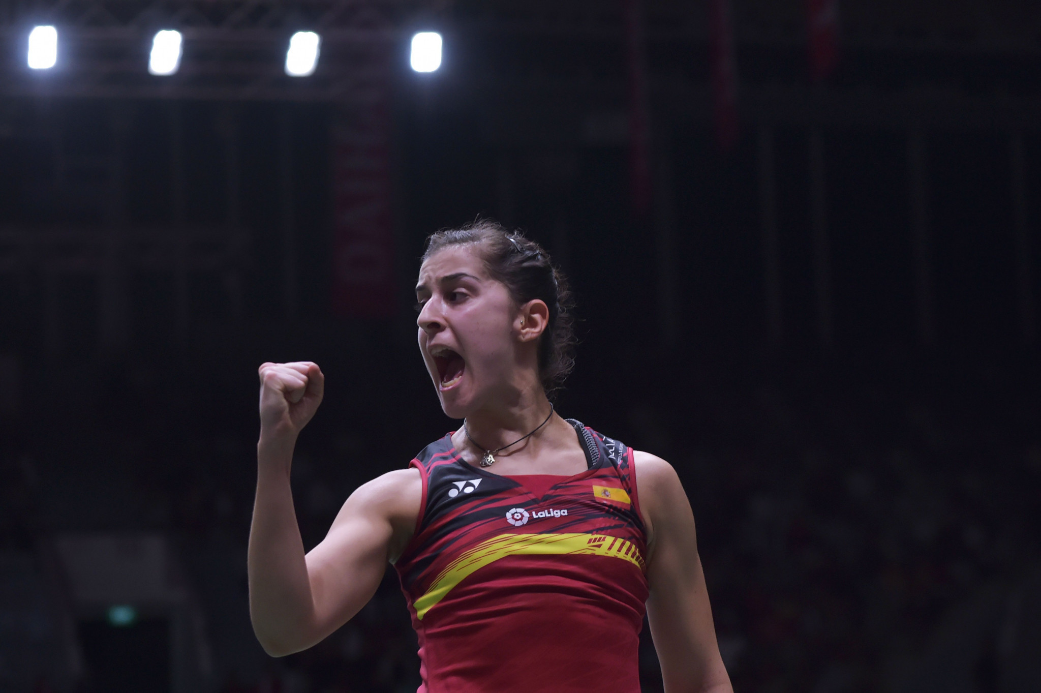 Top seed Carolina Marín is through to the final of the women's singles event at the European Badminton Championships at a venue in Huelva named after her ©Getty Images