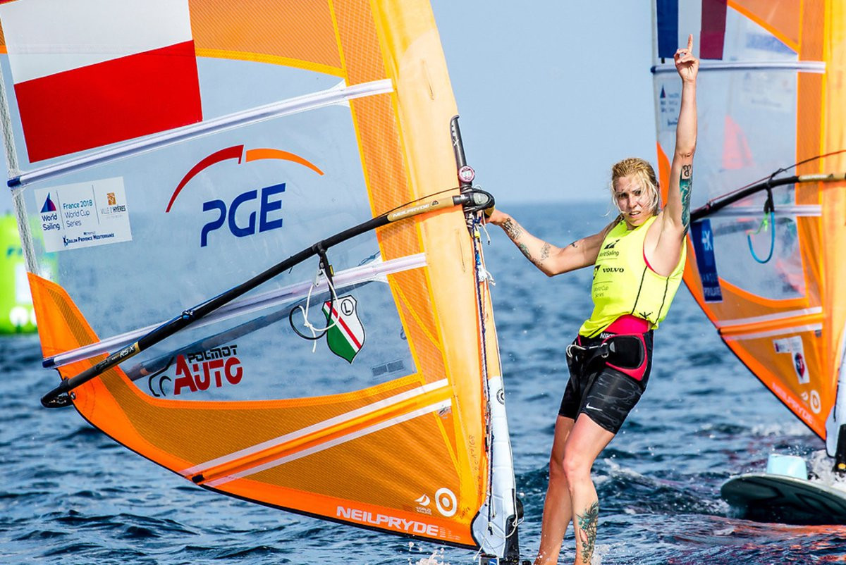 Poland's Zofia Klepacka won the women's R:SX windsurfing class ©World Sailing/Twitter