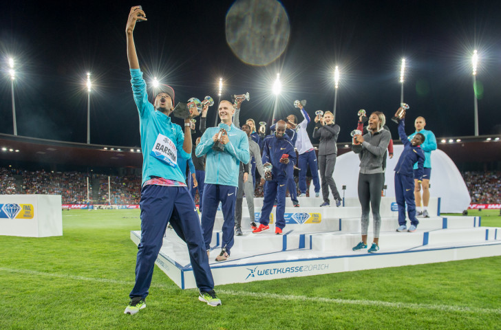 Qatar's Mutaz Barshim gets a selfie with fellow IAAF Diamond League winners in Zurich - but what will the picture look like beyond 2019, when the current contract runs out? ©Getty Images