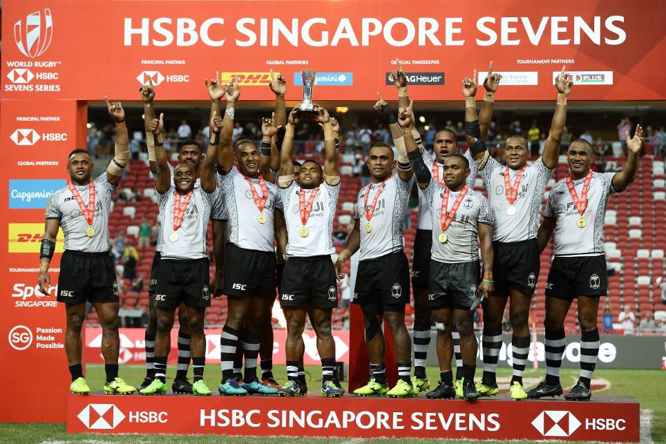  High drama as Fiji win third consecutive World Rugby Sevens Series in Singapore