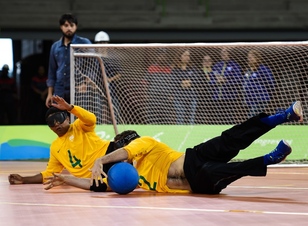 Brazil's team played a goalball exhibition match