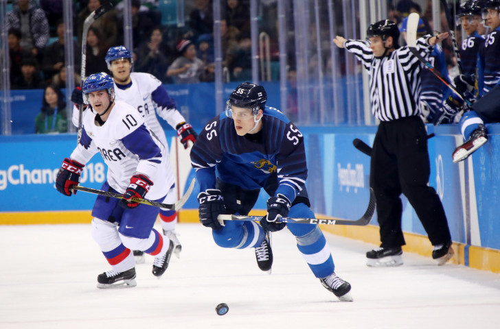 Michael Swift, number 10, scored South Korea's first-ever top level IIHF World Championship goal in their opening group match on Friday - but Finland scored eight of their own ©Getty Images  