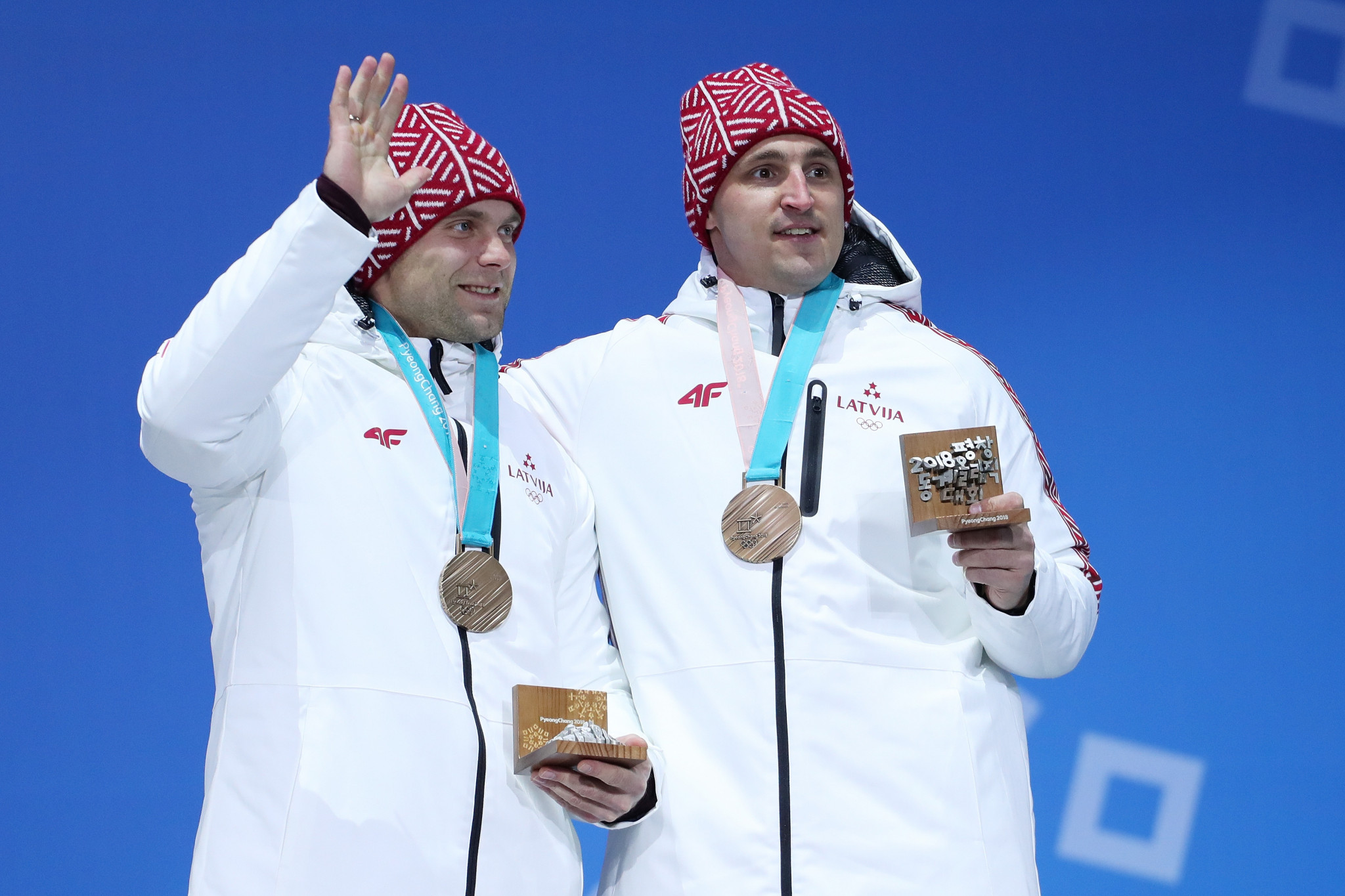 Janis Strenga and Oskars Melbardis won two-man bobsleigh bronze at Pyeongchang 2018 ©Getty Images