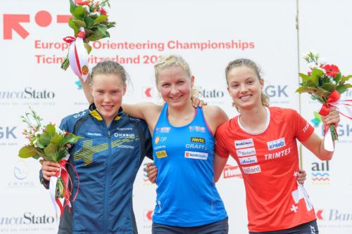 Finland's Marika Teini won her first European Orienteering Championships gold medal with victory in a dramatic race ©IOF