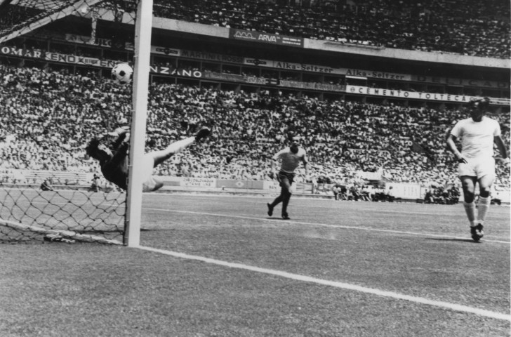 England's goalkeeper Gordon Banks, pictured pulling off his wonder save against Pelé in the 1970 World Cup finals group match, missed the quarter-final defeat by West Germany due to what many believe was an exercise in the 