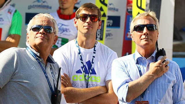 Michael Neumayer, centre, has been appointed Nordic Combined Continental Cup coordinator ©FIS