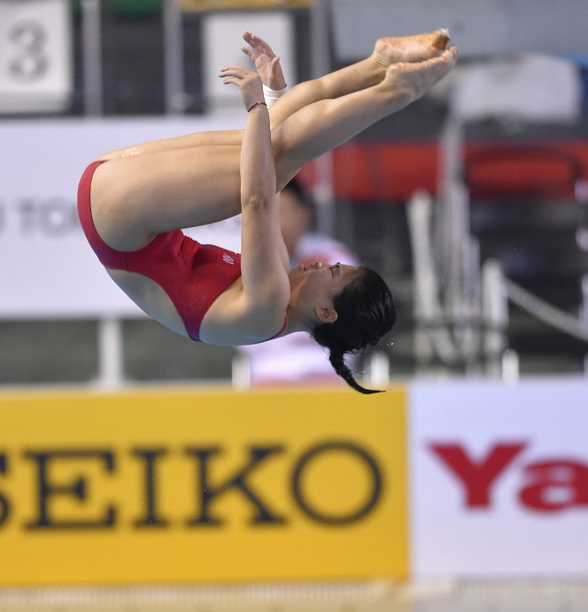 China’s Huang Xiaohui won her women’s three metres springboard semi-final as action begun today at the FINA Diving Grand Prix in Calgary ©Getty Images