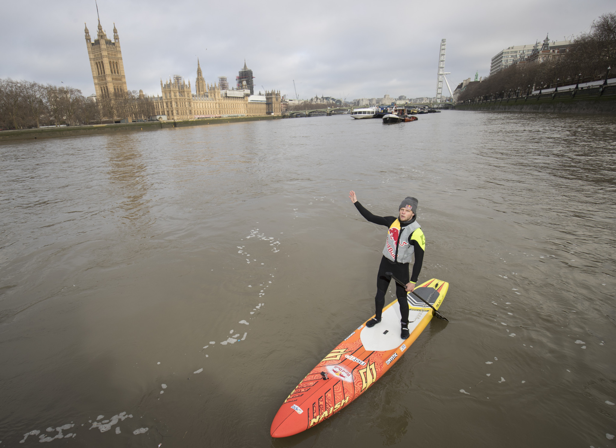 Casper Steinfath pictured paddling on the River Thames in London ©Getty Images