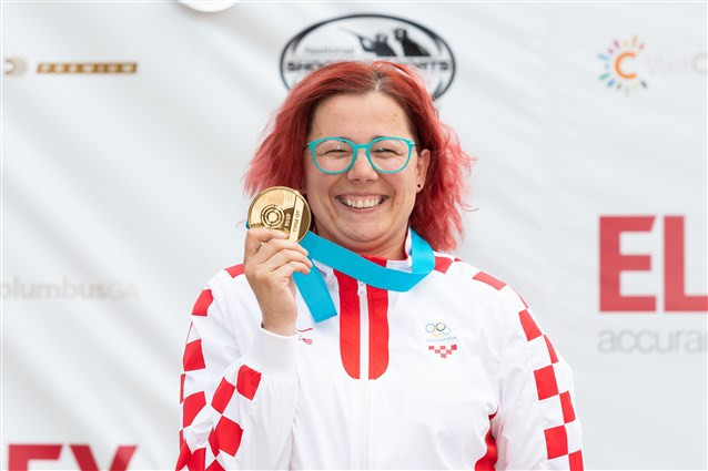 Croatia's Snježana Pejčić won the women's 50m rifle three positions event ©ISSF