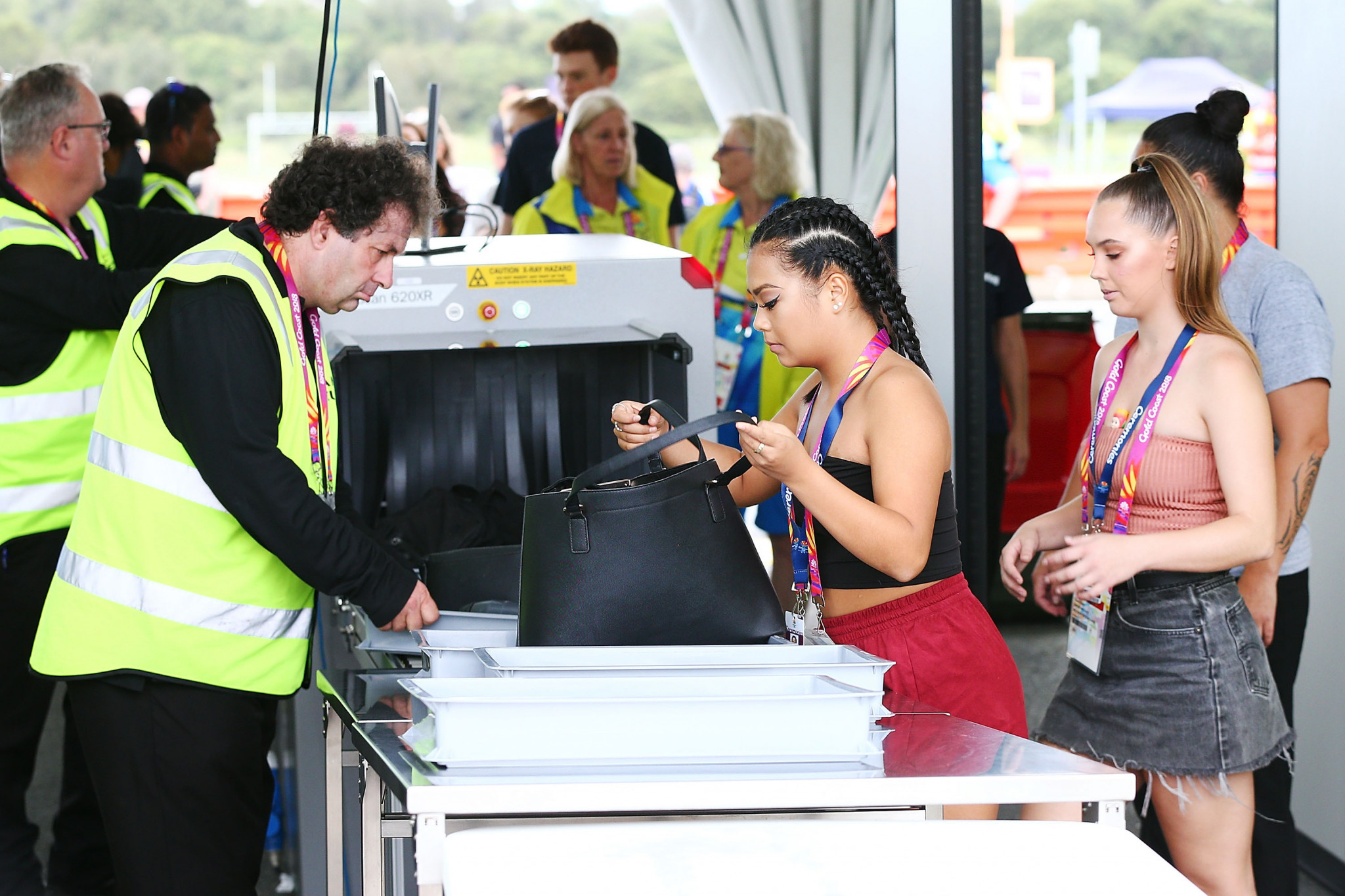 Security checks take place during the Gold Coast 2018 Commonwealth Games ©Getty Images