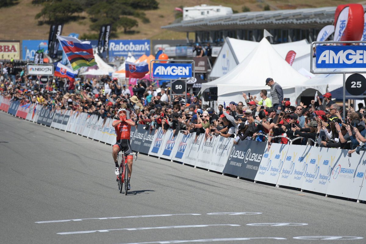 Toms Skujins claimed his third stage win at the Tour of California ©Twitter/AmgenTOC