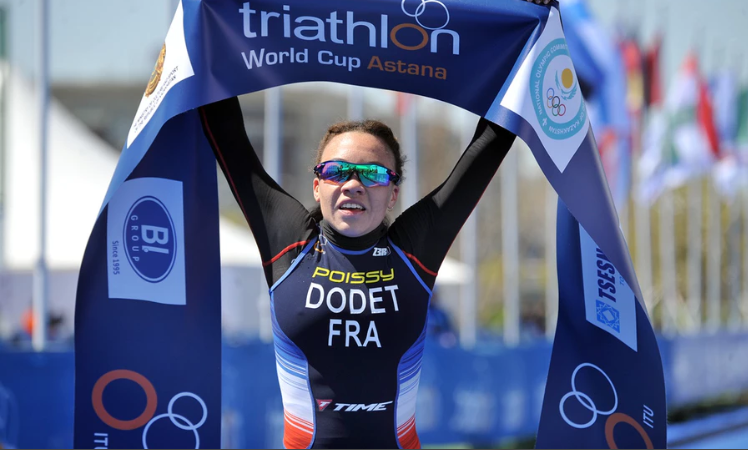 France’s Sandra Dodet claimed her maiden win at an International Triathlon Union World Cup today ©ITU