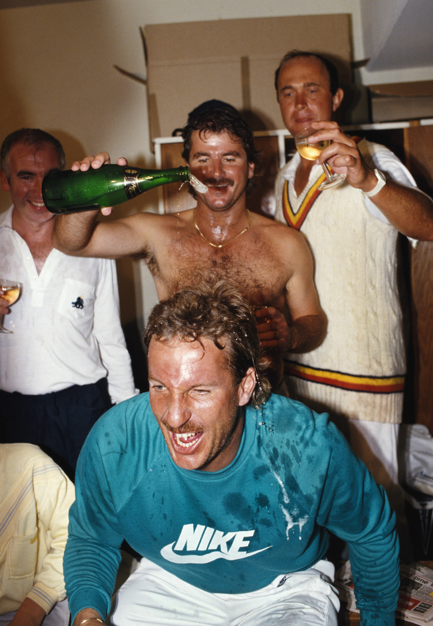 Ian Botham, front centre, and Allan Lamb, top centre, were partners in crime in terms of practical jokes as well as cricketers for England ©Getty Images