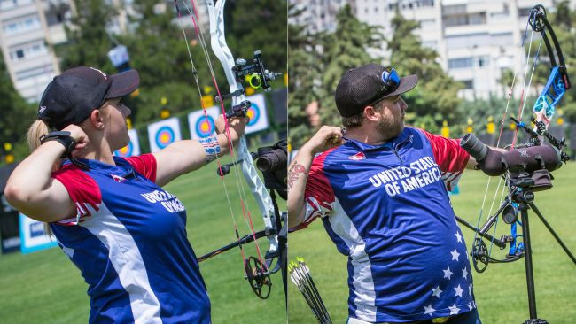 Paige Pearce Gore and Kristofer Schaff ensured the United States will have a place in both compound finals ©World Archery