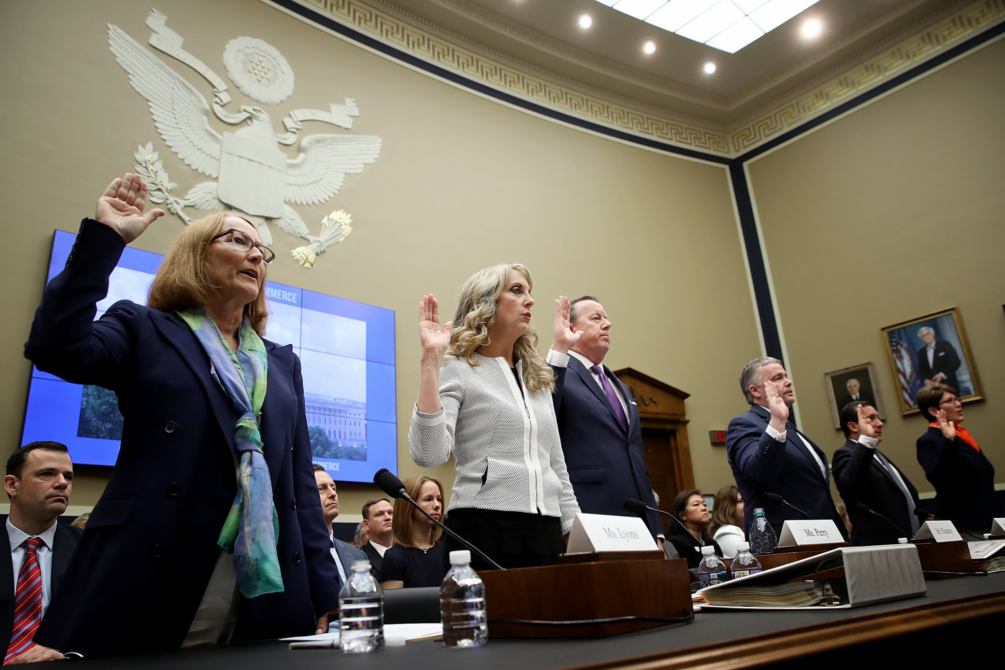Kerry Perry, second left, testified at a House of Representatives Subcommittee yesterday ©Getty Images