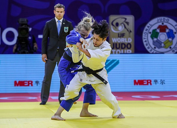 Christa Deguchi, the Japanese-born judoka who competes for Canada, bested team-mate Jessica Klimkait to take the top honours in the under-57kg division ©IJF