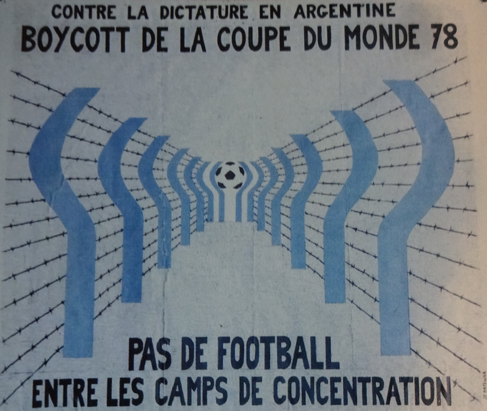 The World Cup logo shown as prison fences in a French poster ©Philip Barker