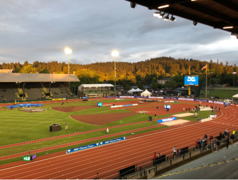 The historic setting of Hayward Field - which will be redeveloped next month - on the opening night of the IAAF Diamond League meeting ©Twitter